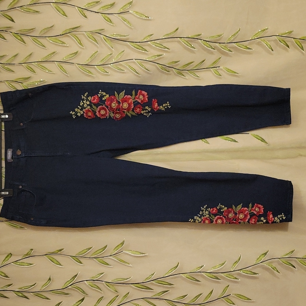 Martha Stewart Embroidered Dark Wash Jeans